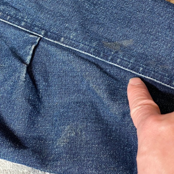 Vintage LL Bean Women LARGE Denim Chore Coat Corduroy Collar Plaid Flannel Lined - Picture 14 of 16